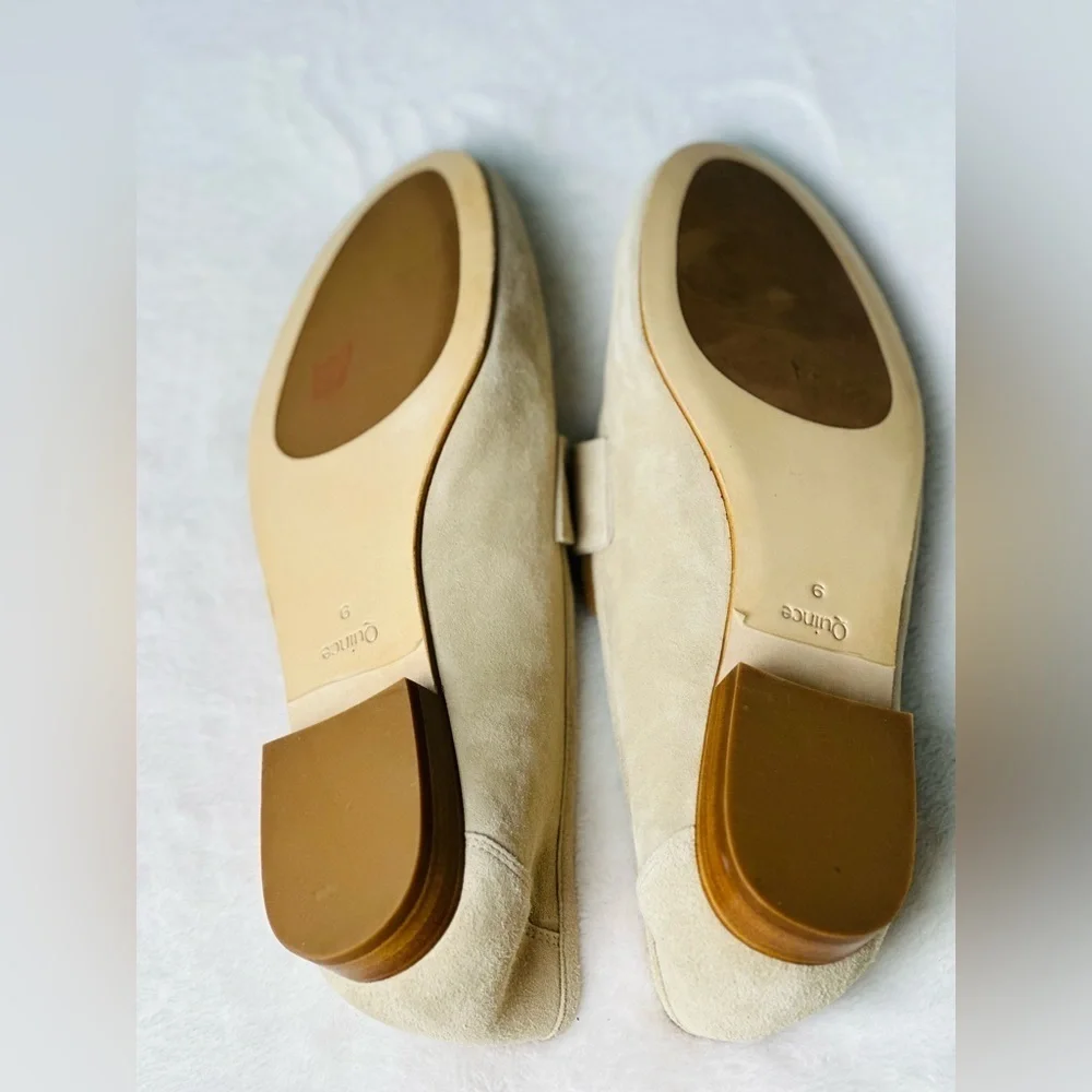 Quince Italian Suede Penny Loafer In Almond Size 9